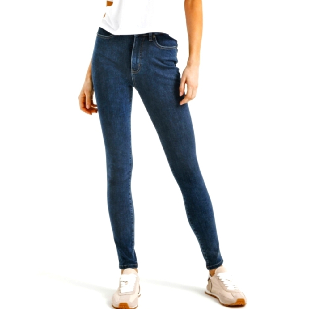 Du Er Women's Four Way Flex Denim High Rise Skinny Jeans Blue Cotton sz 27.